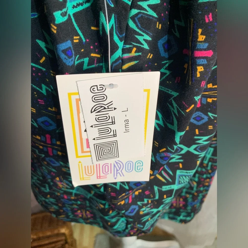 Lularoe Irma Black Graffiti Print Top - Picture 6 of 9